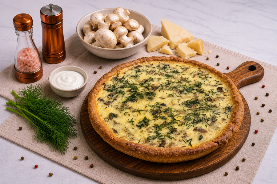 Киш с сыром и грибами